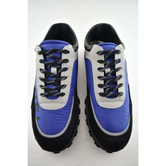 Chanel Mens 18B Black Blue Grey Nylon CC Logo Lace Low Top Trainer Sneaker 43 10 - Picture 4 of 11